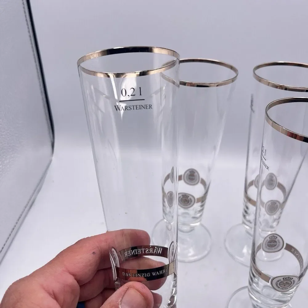 Vintage German 8” .2L Warsteiner pilsner Glasses